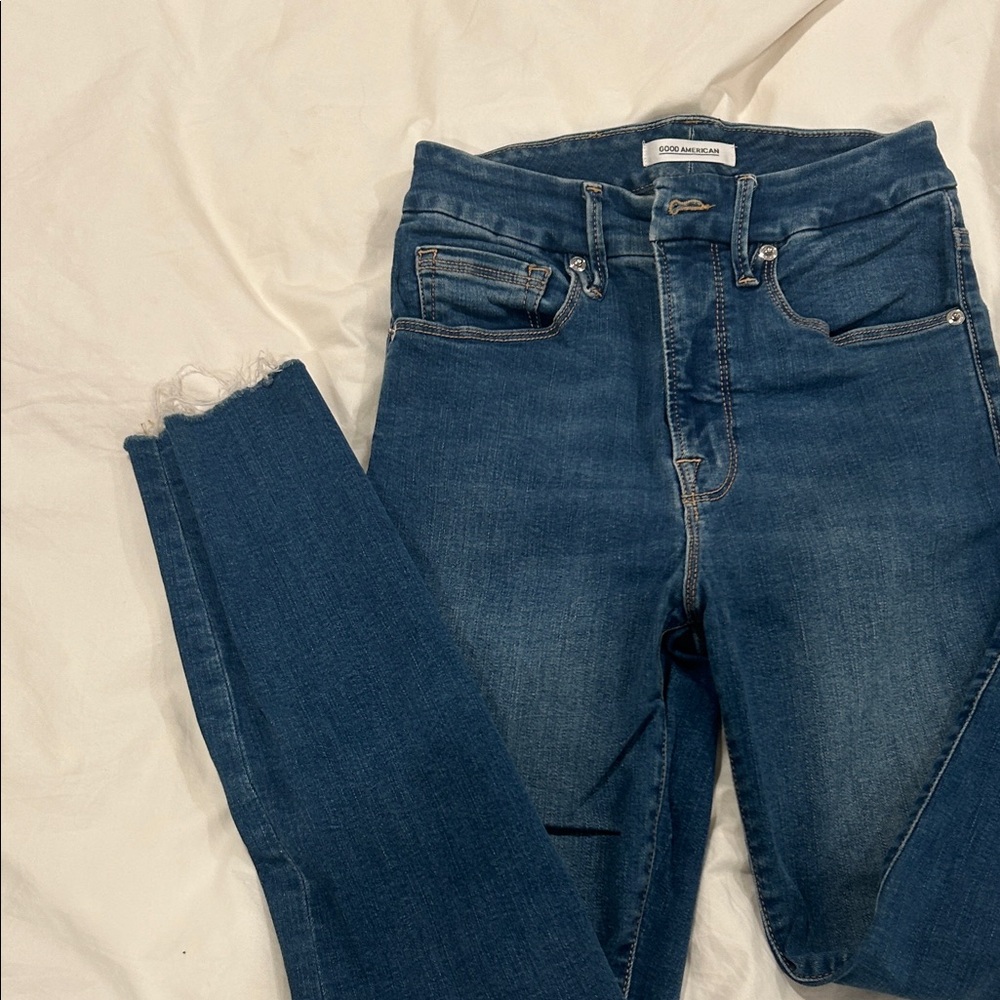 Good American Dark Wash High-Rise Skinny Jeans